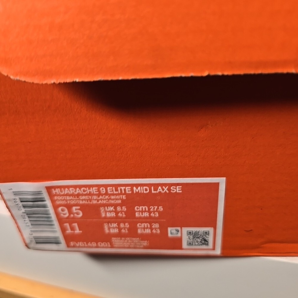 Nike Huarache 9 Elite Mid LAX SE Football Grey White FV6149-001 Size 11 - Picture 11 of 12